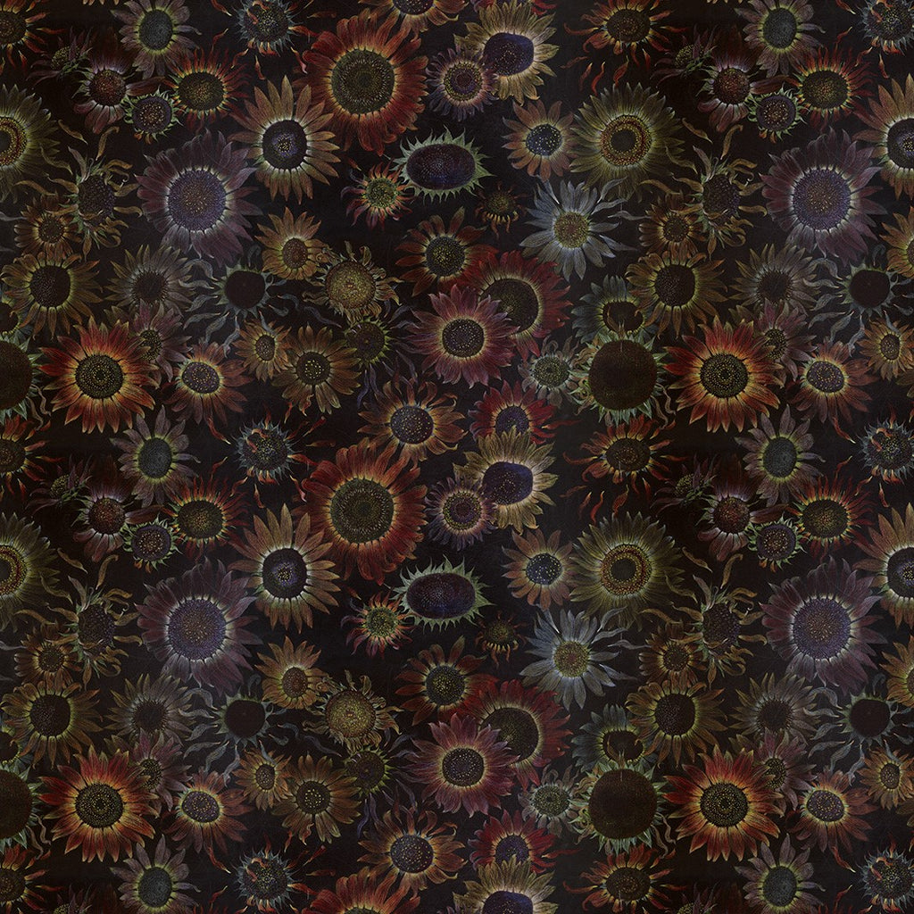 Repeat pattern of Sunflowers a wallpaper design by Claire Burbridge in the Night Garden collection.